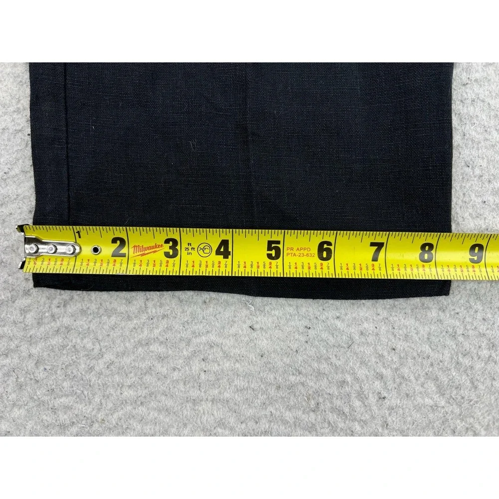 Alex Crane Pants Mens 34x28 Black Regular Fit 100% Linen Pleated Chino Casual